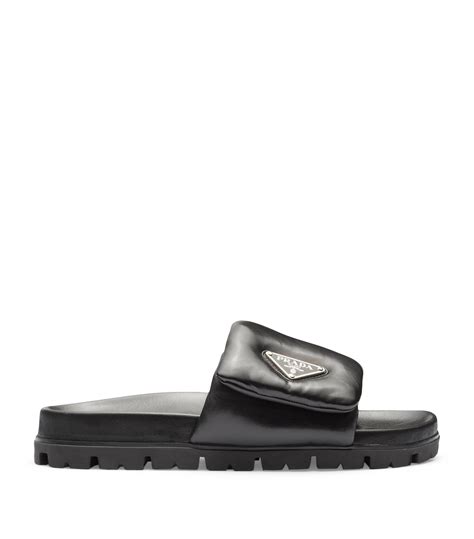 Prada leather slides .